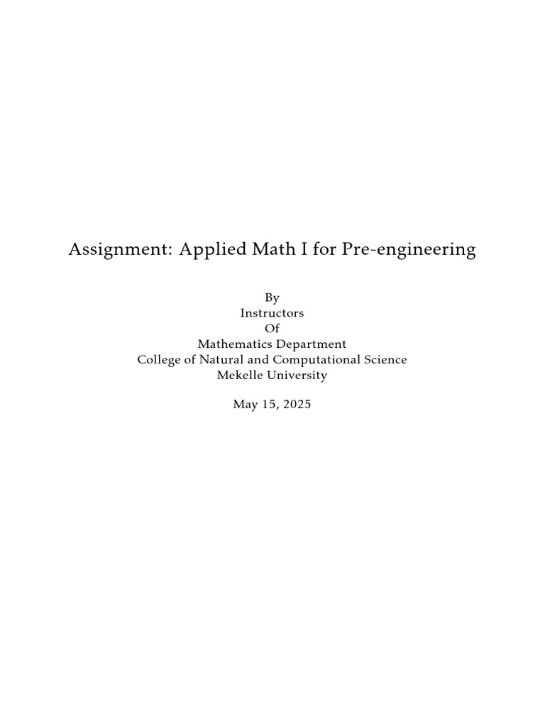 Assignment App Math I 2017 Pre-1 | PDF | Matrix (Mathematics) | Algebra