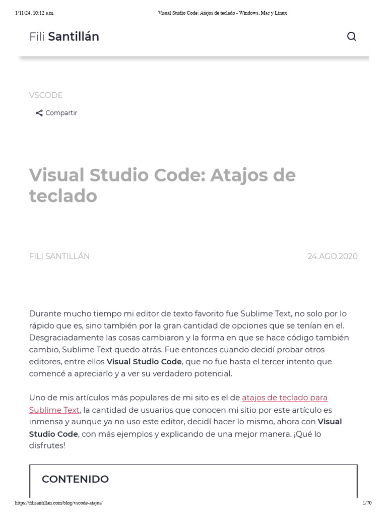 Visual Studio Code_ Atajos de teclado - Windows, Mac y Linux | PDF ...