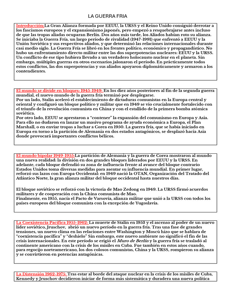 Historia de la Guerra Fría: 1947-1991 | PDF | Guerra Fría | Unión Soviética