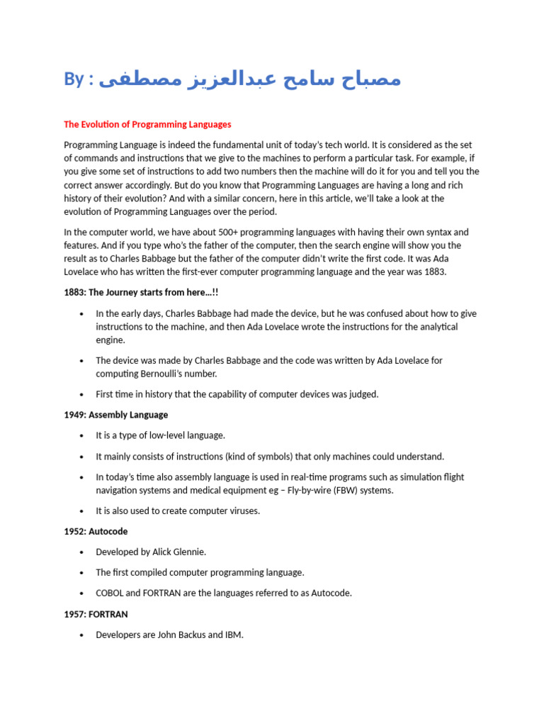 The Evolution of Programming Languages | PDF | Computer Programming | Basic