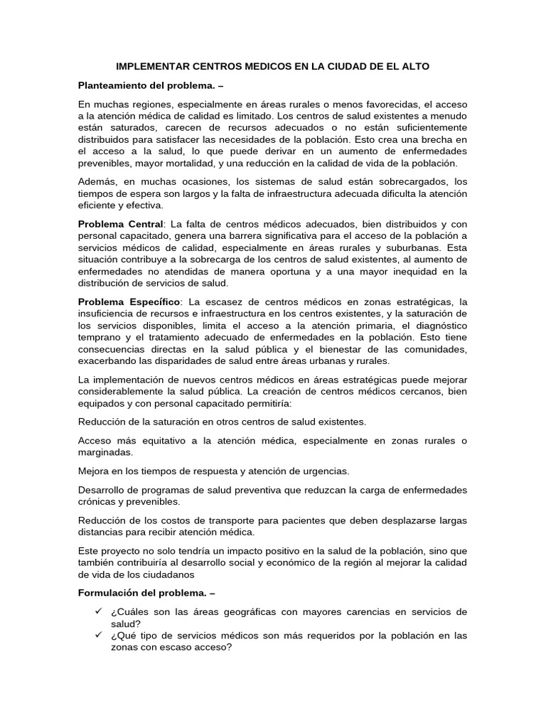 Centros Médicos en El Alto: Solución a la Salud | PDF | Cuidado de la ...