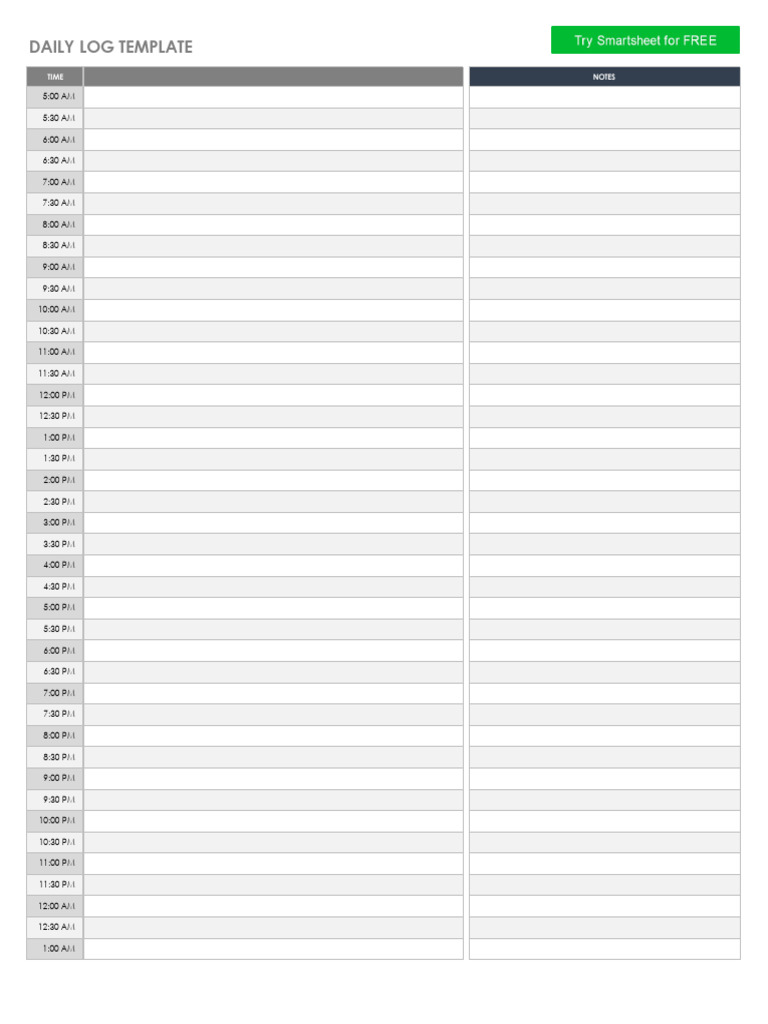 Daily Log Template for Time Management | PDF