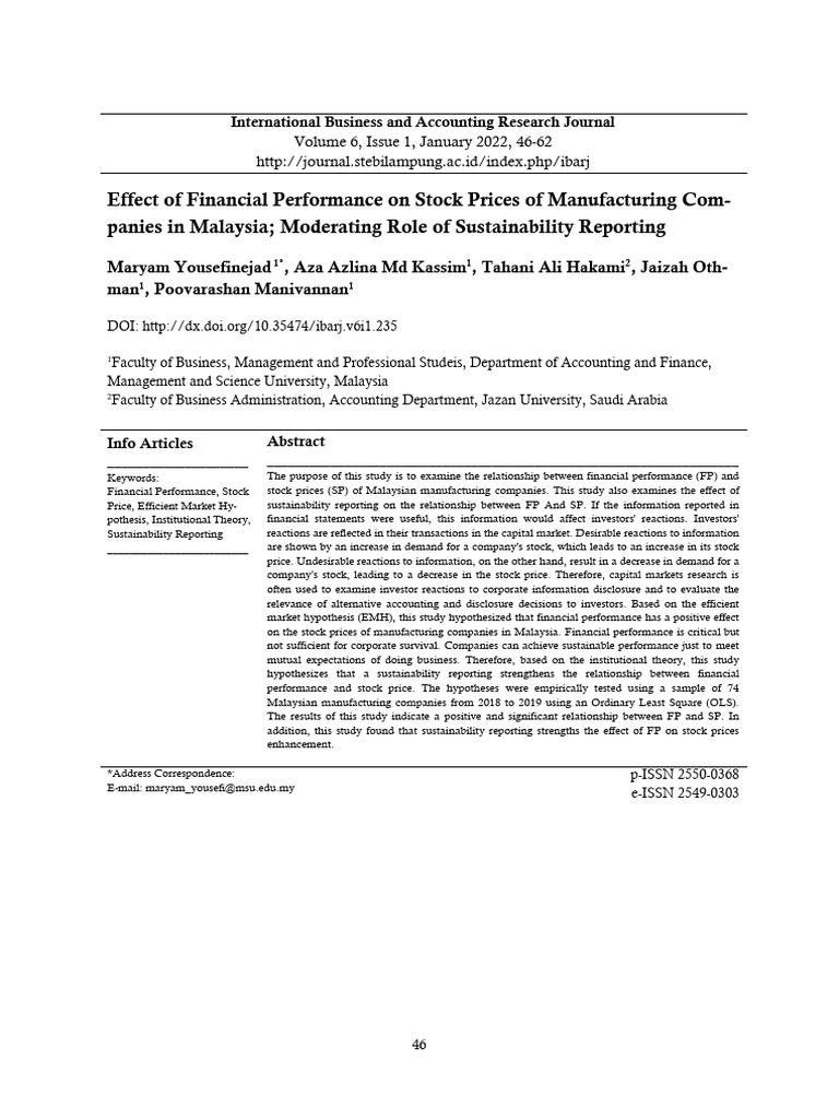 Financial Performance Impact on Stock Prices | PDF | Efficient Market ...