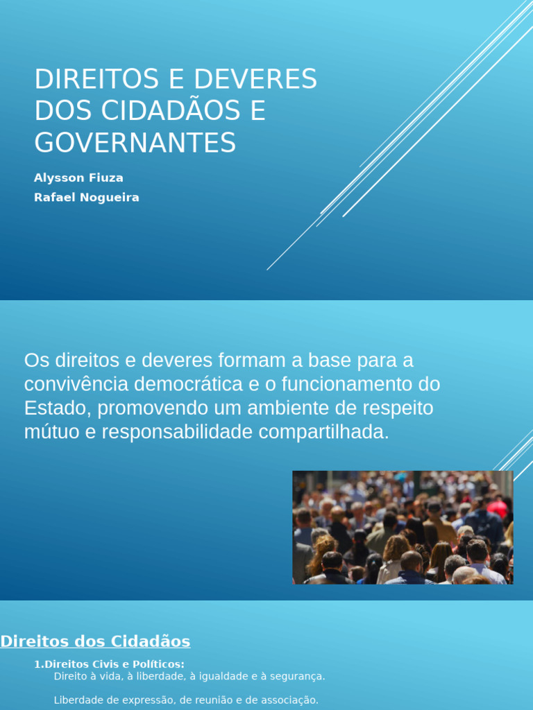 Direitos e Deveres dos Cidadãos e Governantes | PDF | Transparência ...