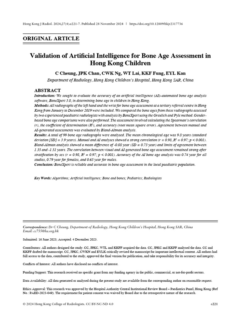 AI Accuracy in Bone Age Assessment | PDF | Radiology