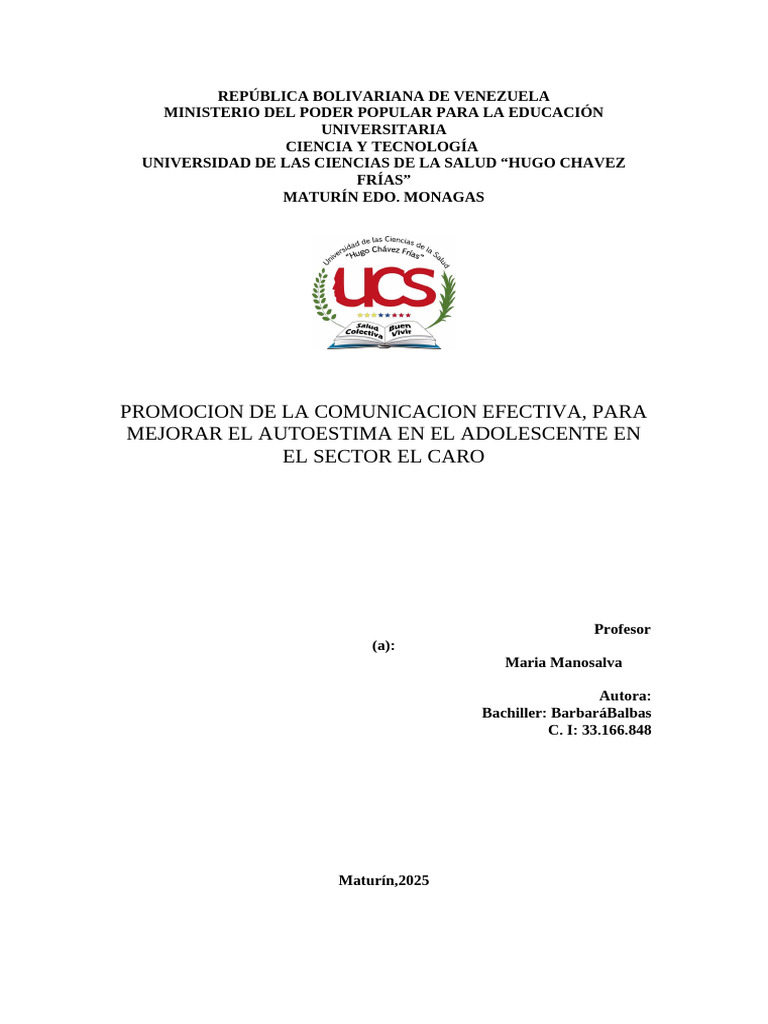 Comunicación Efectiva Y Autoestima Adolescente Pdf Autoestima
