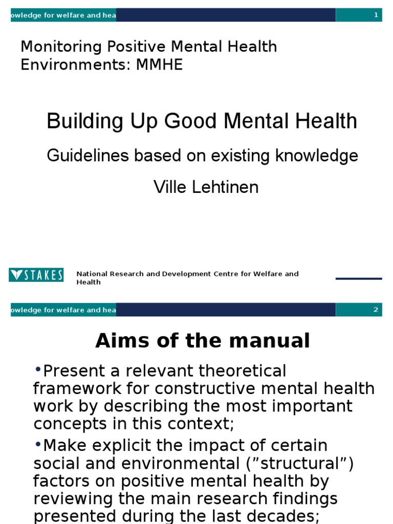 Guidelines for Positive Mental Health | PDF | Conceptual Framework ...