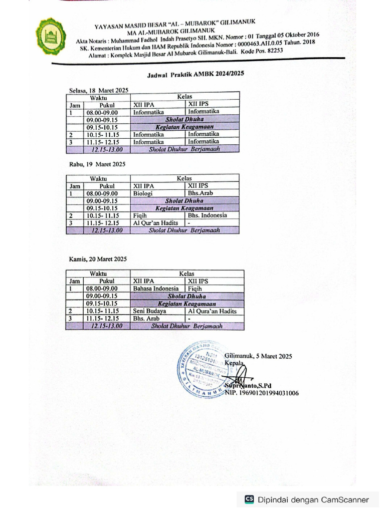 Jadwal Ujian Praktik Ambk 20242025 Pdf