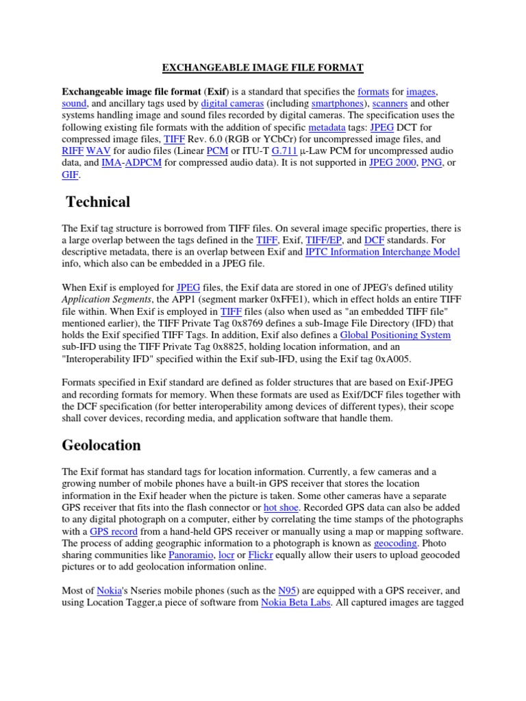 Exchangeable Image File Format | PDF | Computers