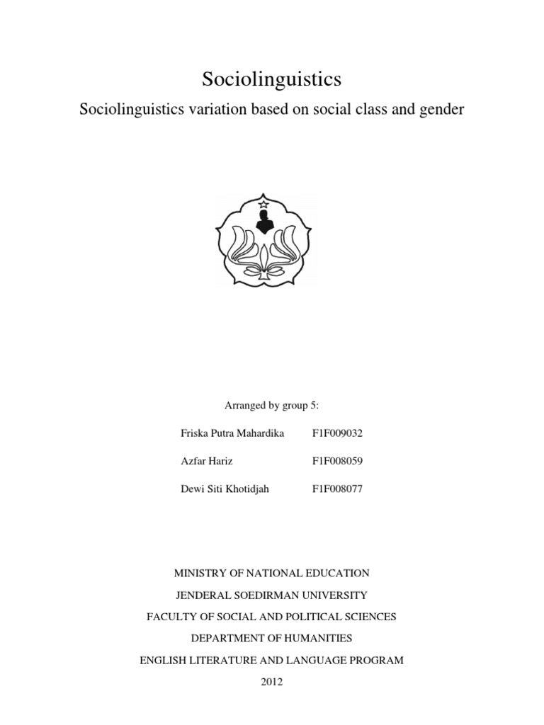 Sociolinguistics Variation Based On Social Class and Gender | PDF ...
