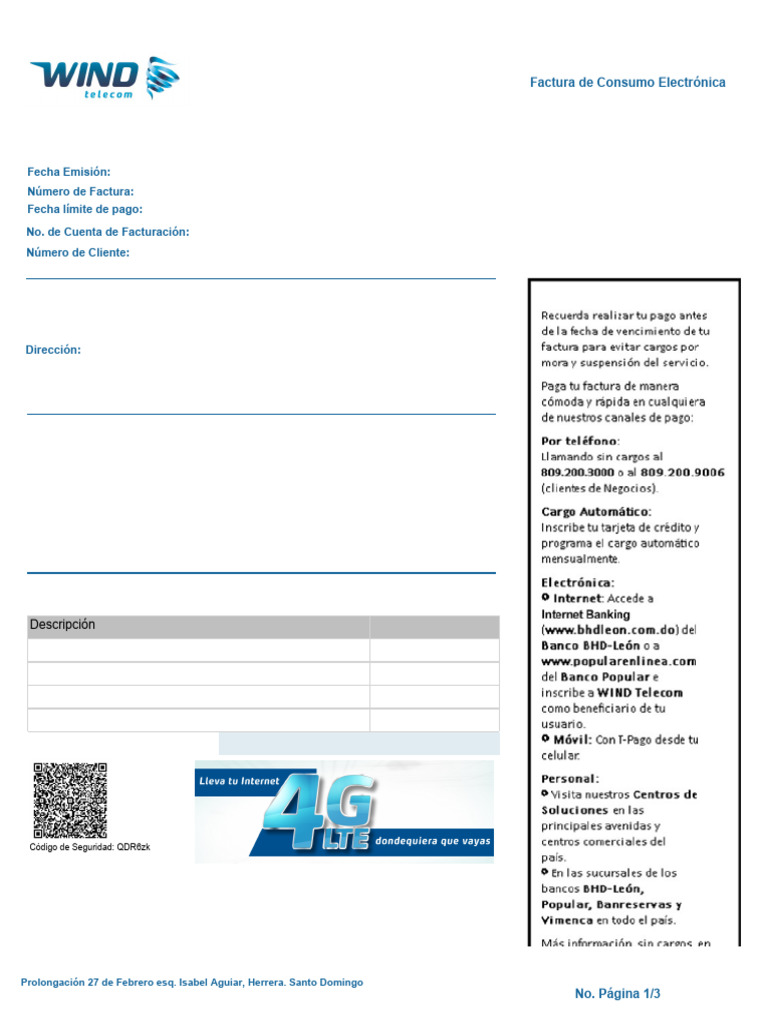 Factura de Internet Wind Telecom 2025 | PDF