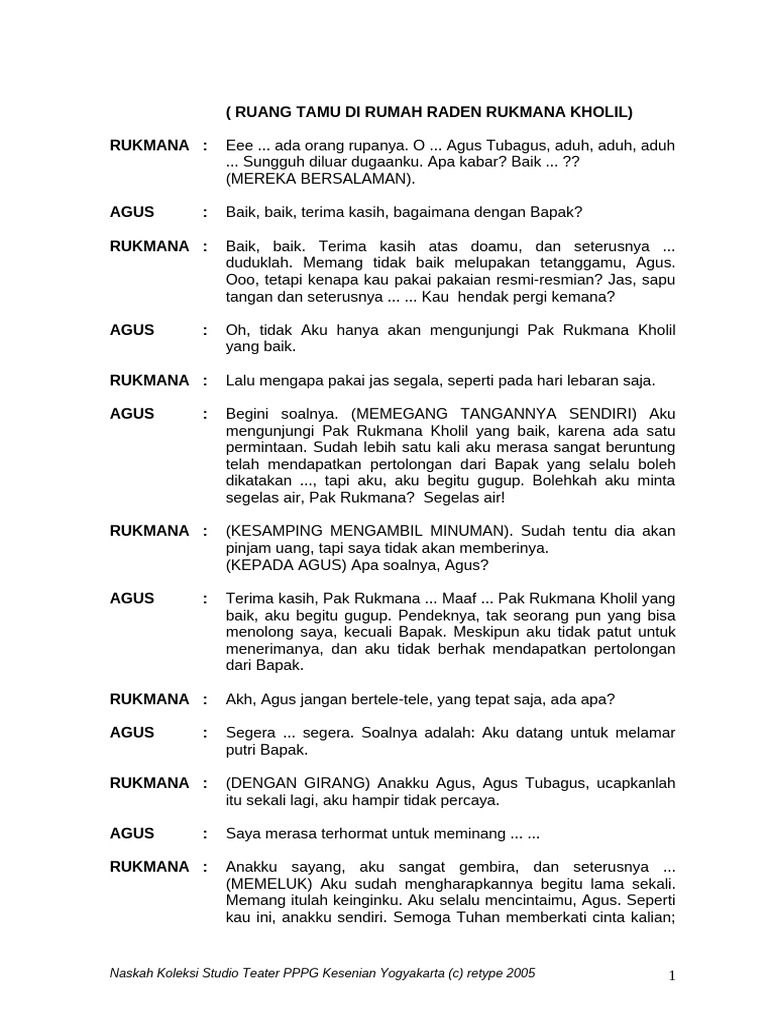 Lamaran Agus untuk Ratna Rukmana | PDF