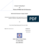 Insurance Pattern of Birla Sun Life Insurance: A Summer Training Report On