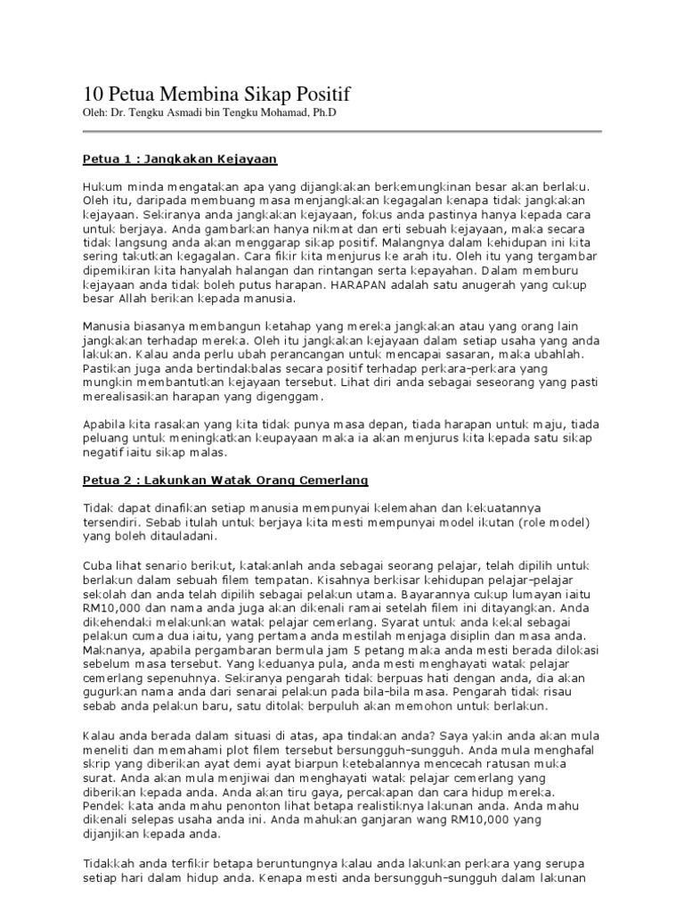 10 Petua Membina Sikap Positif Pdf