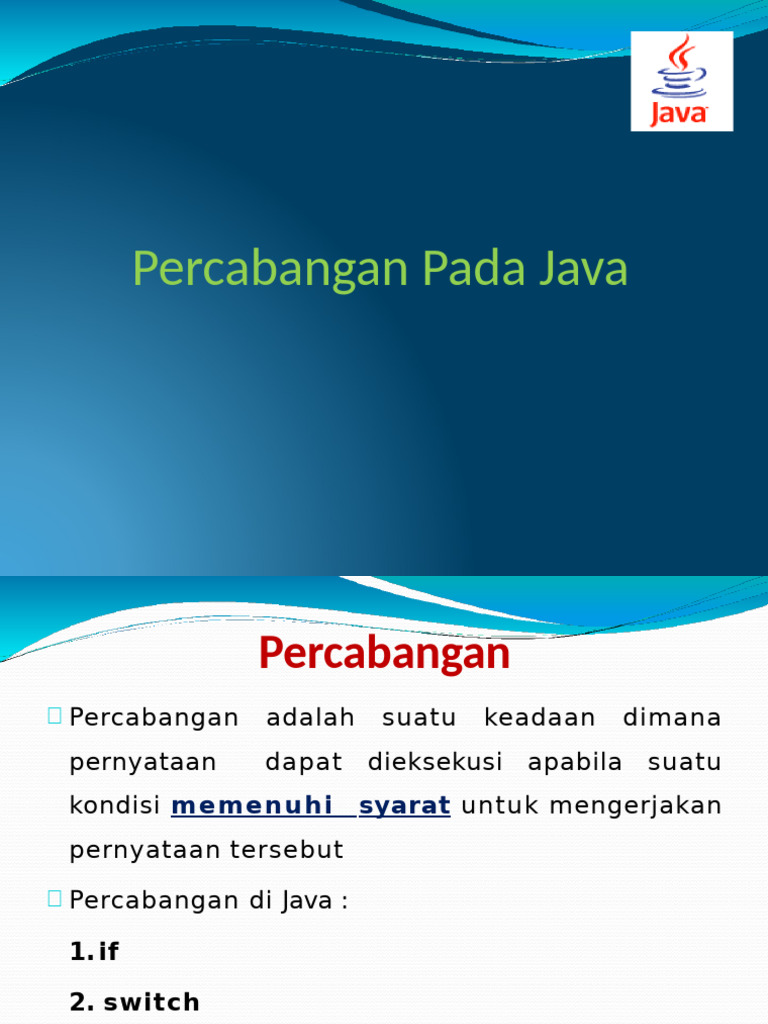 Memahami Percabangan dalam Java | PDF