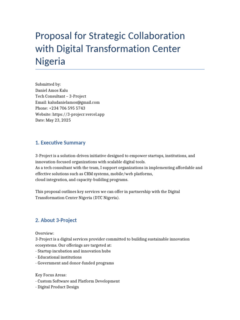 3-Project Proposal To DTC Nigeria | PDF