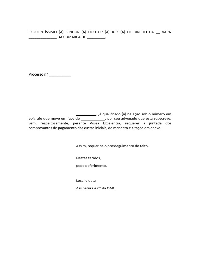 Juntada de Comprovante de Pagamento de Custas - Cível | PDF