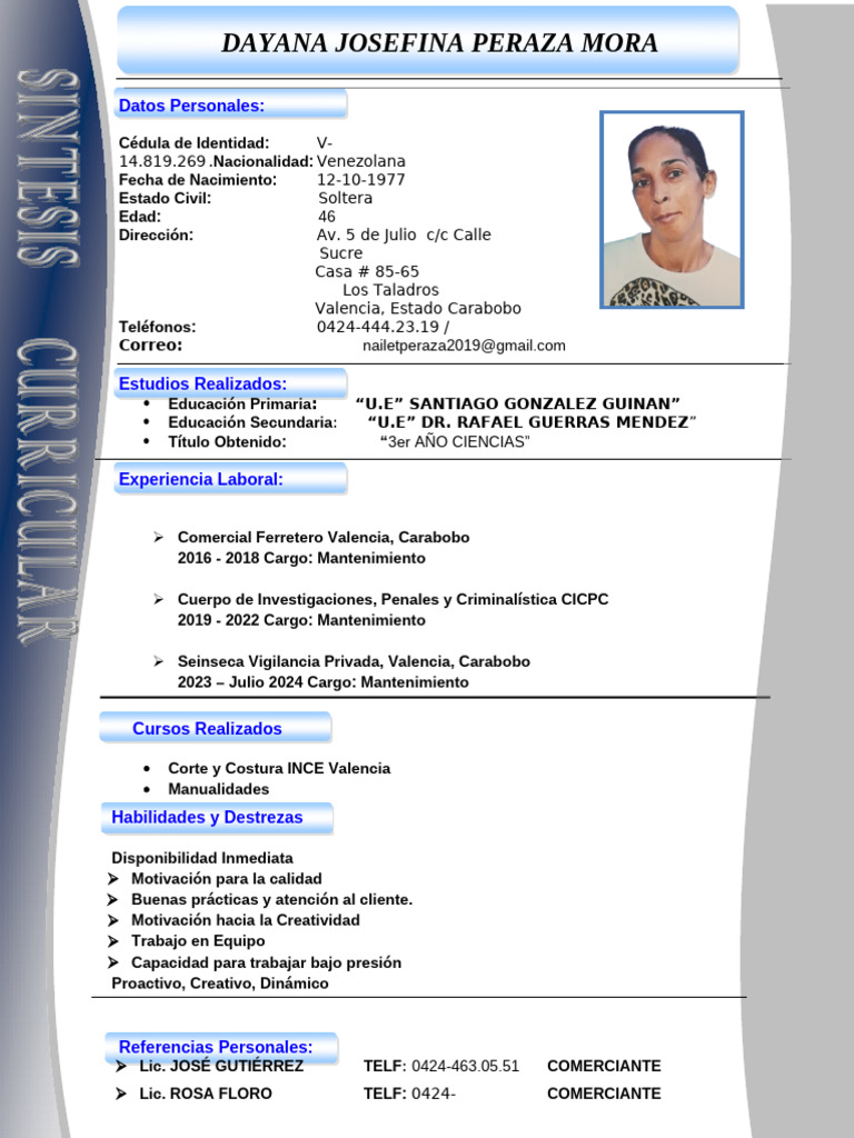 Perfil Profesional de Dayana Peraza | PDF