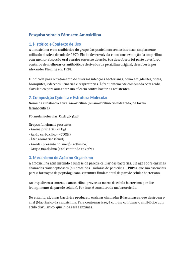 Estrutura e Composição da Amoxicilina | PDF