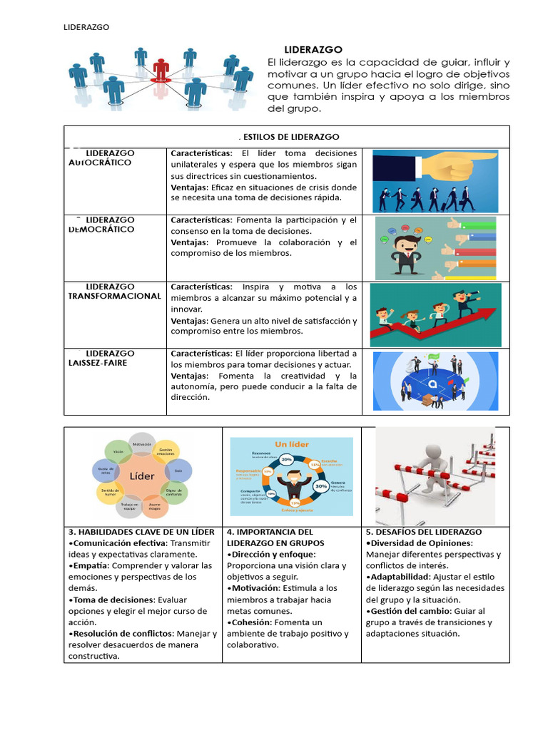 Tipos y habilidades de liderazgo efectivo | PDF | Liderazgo | Toma de ...