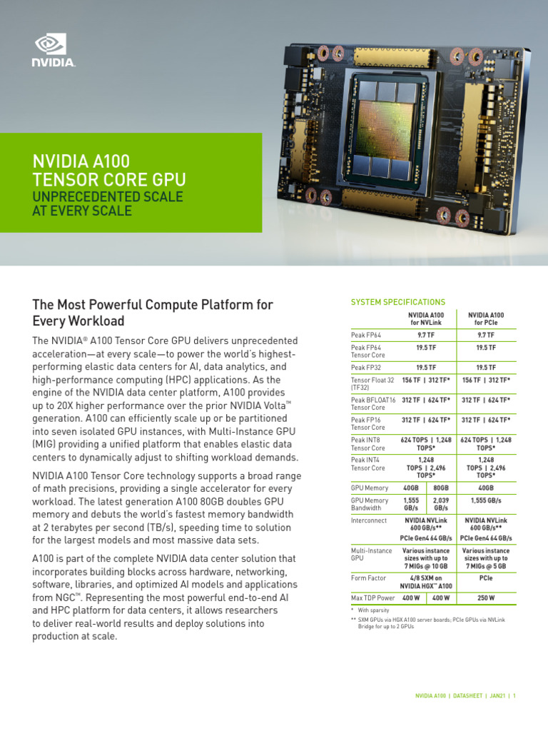 NVIDIA A100 80GB GPU Datasheet | PDF | Graphics Processing Unit ...