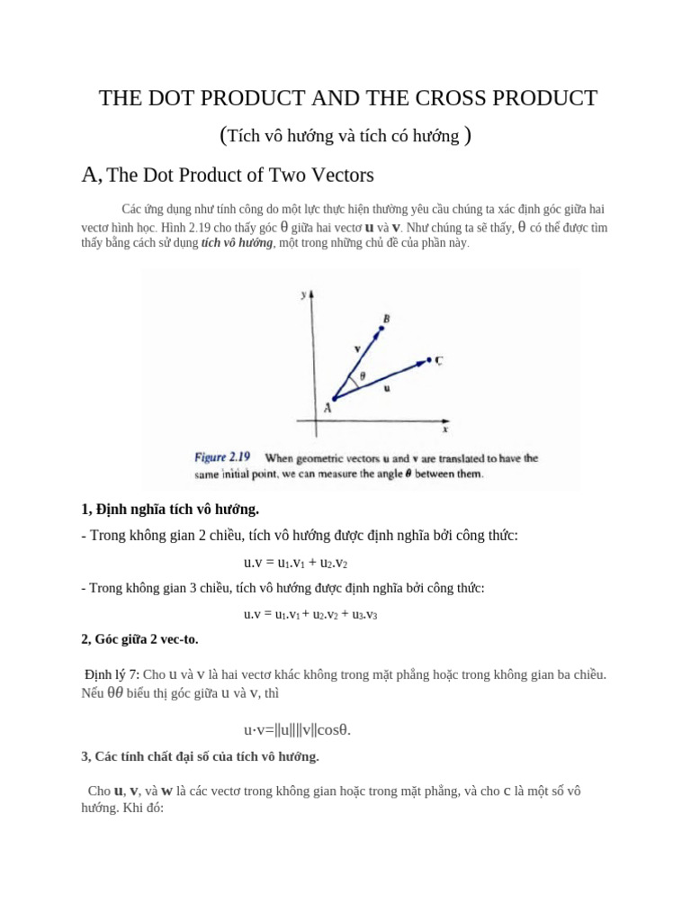 The Dot Product and The Cross Product A | PDF