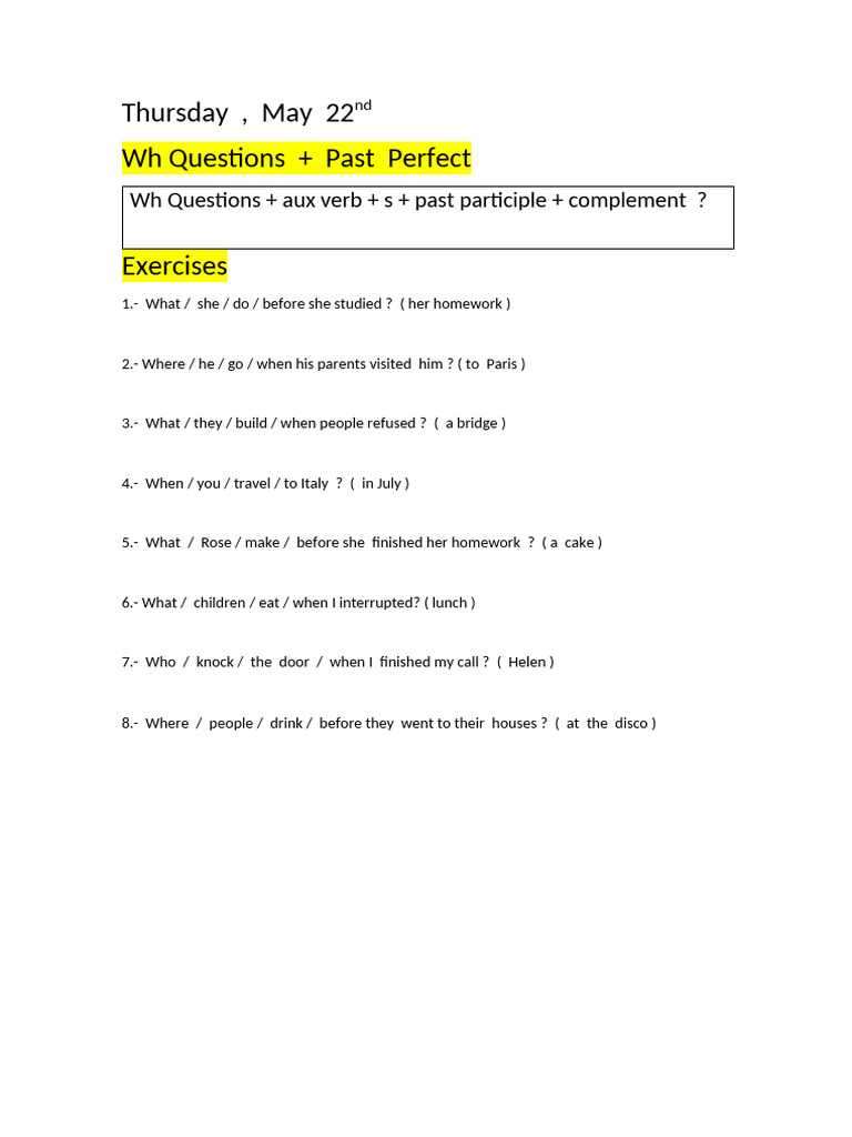 WH Questions | PDF