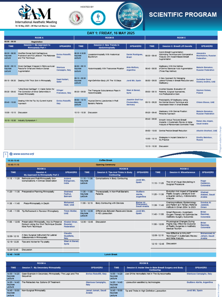 Iam2025 Sci Program 28 4 2025 | PDF | Clinical Medicine | Cosmetic Surgery