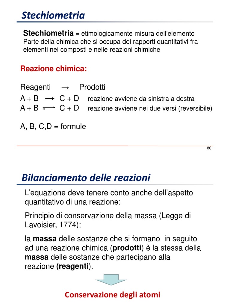Esercizi Sul Bilanciamento Delle Reazioni Chimiche