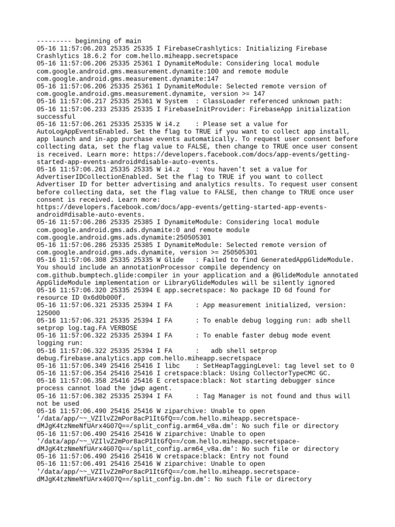 Com - Hello.miheapp - Secretspace Logcat | PDF | Computing | Software