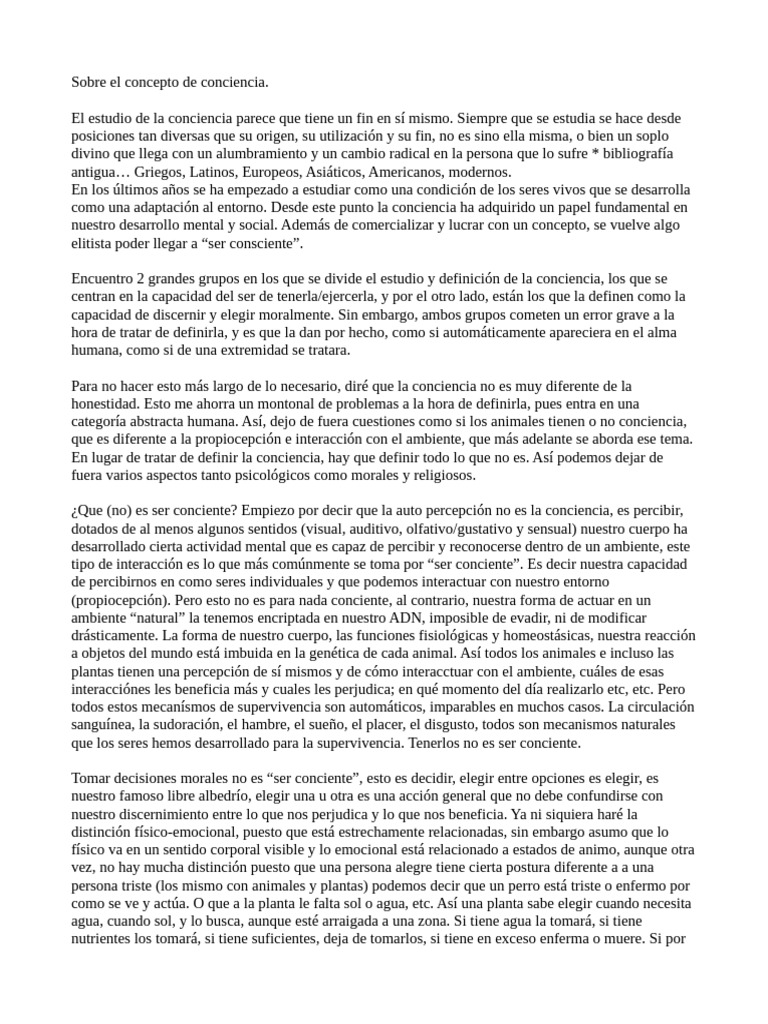Definición y Naturaleza de la Conciencia | PDF | Percepción | Conciencia