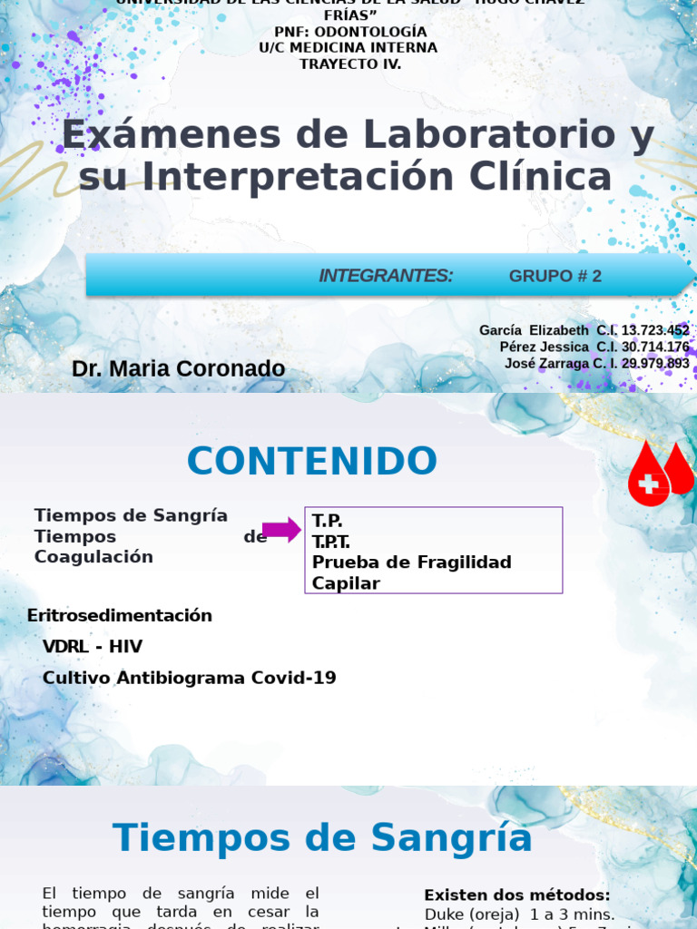 Interpretación de Exámenes de Laboratorio | PDF | VIH | Coagulación