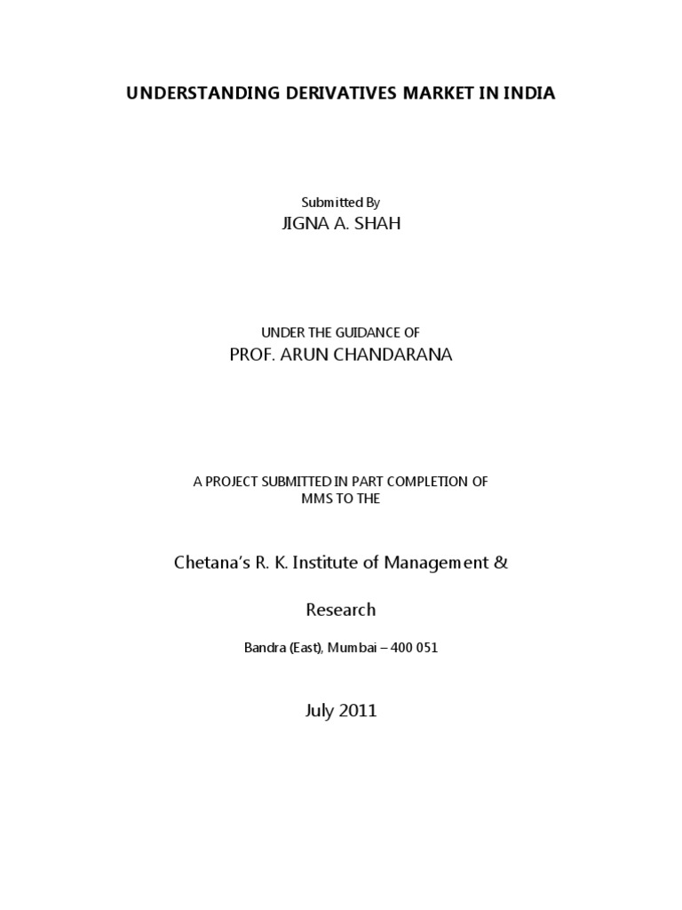 Derivatives Market in India | PDF | Option (Finance) | Call Option
