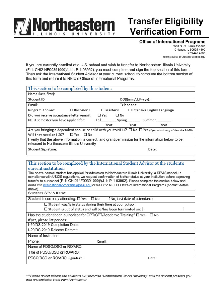 Transfer_Eligibility_Verification_Form_2019 | PDF | Human Migration ...