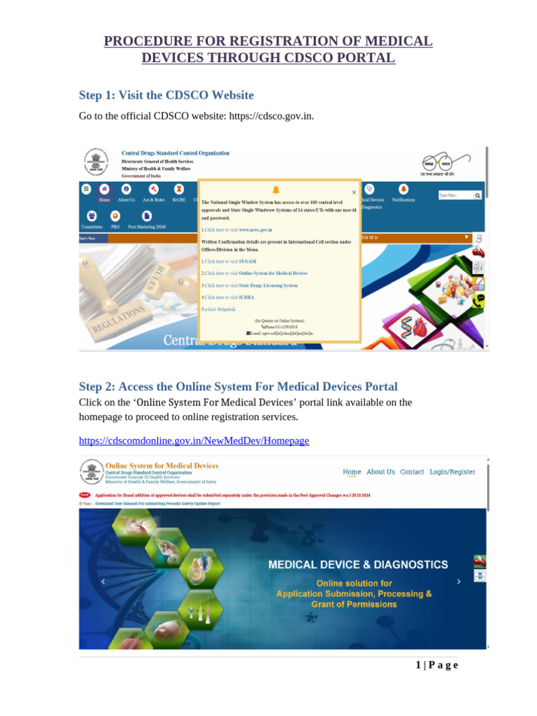 Online Medical Device Registration CDSCO | PDF | Medical Device