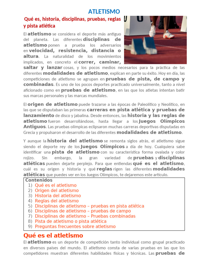 ATLETISMO | PDF | Deporte del atletismo | Deportes