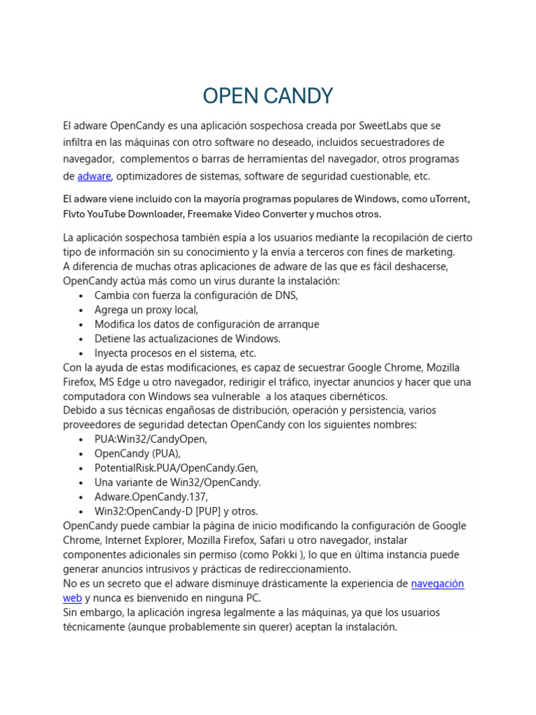 Adware OpenCandy: Riesgos y Eliminación | PDF | Microsoft Windows ...