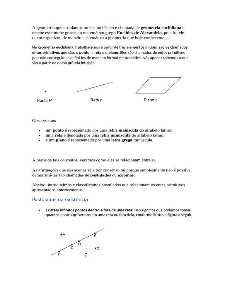 Postulados da Geometria Euclidiana | PDF | Linha (Geometria) | Axioma