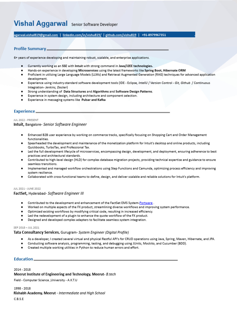 Senior Software Developer Profile | PDF | Software Development | Software