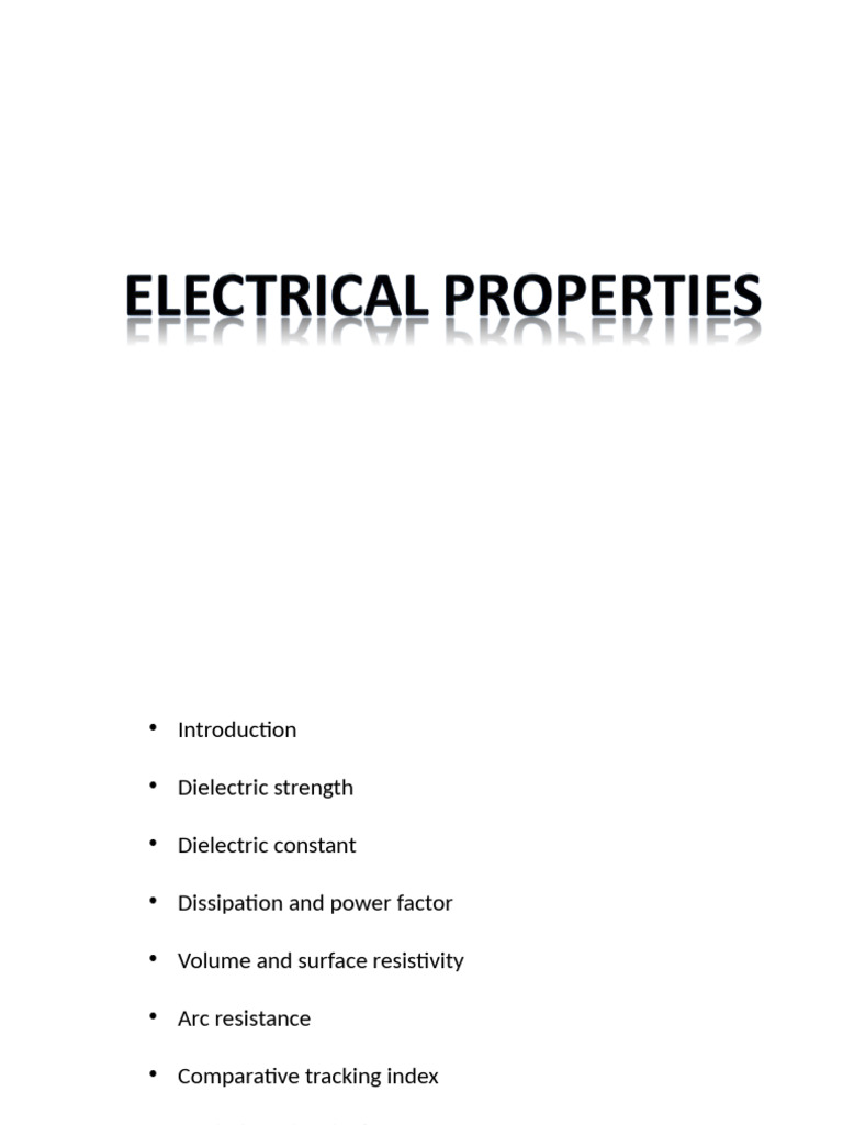 Electrical Insulation Properties of Plastics | PDF | Insulator ...
