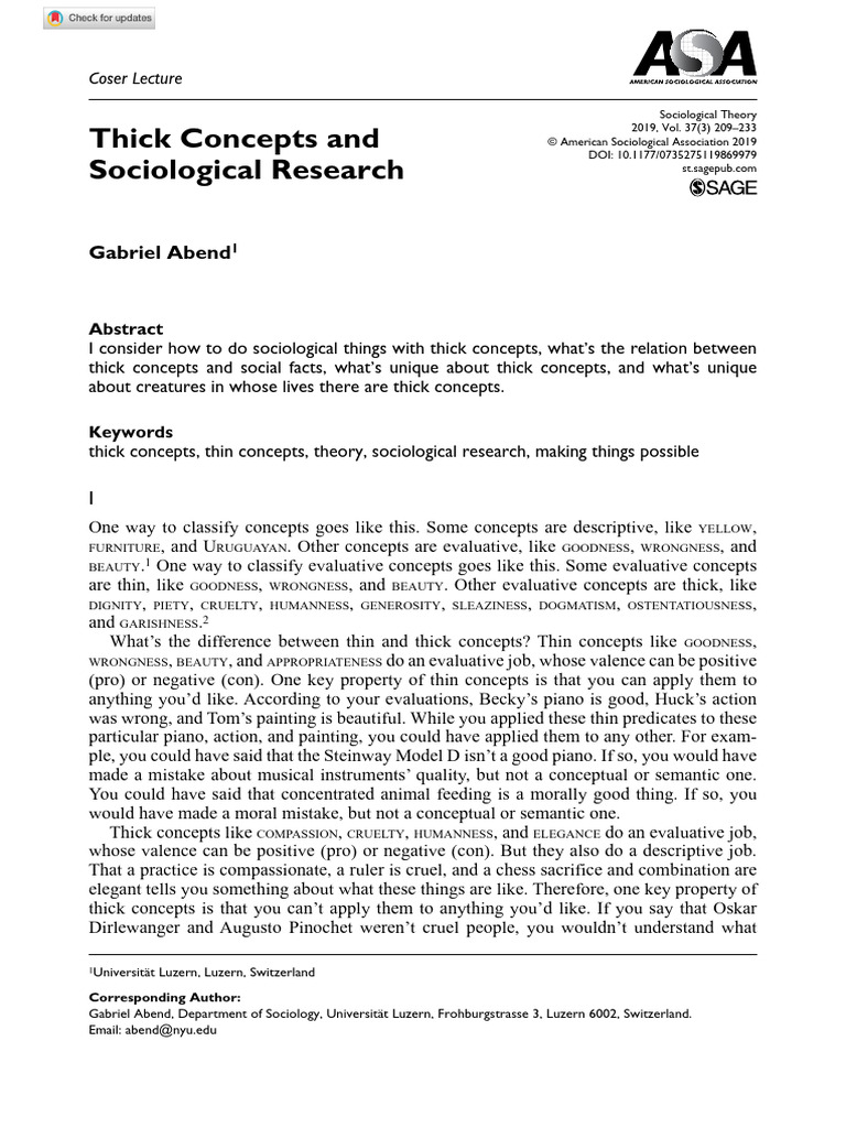 Thick Concepts y La Investigación Sociológica | PDF | Concept | Sociology