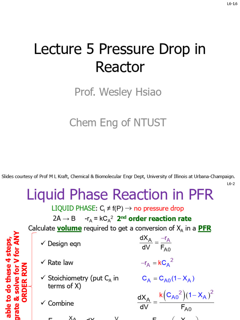 Liquid Phase Reaction Design in PFRs/PBRs | PDF | Chemical Reactor ...