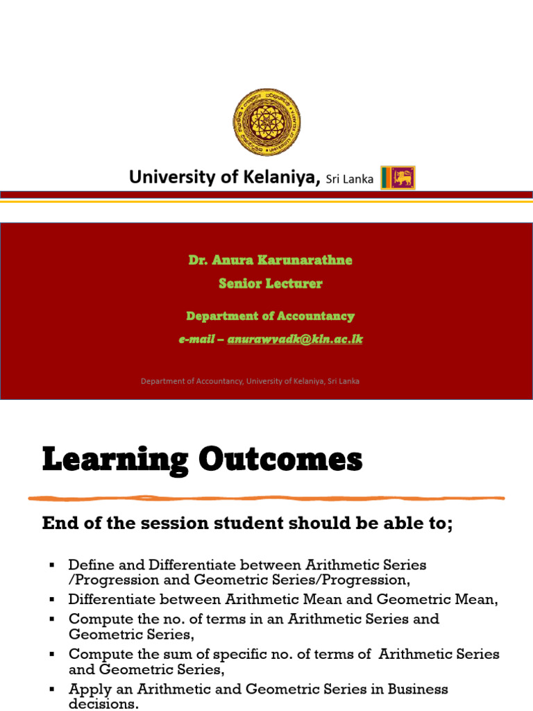 Lecture 06 - Series Progressions | PDF | Depreciation | Mathematics