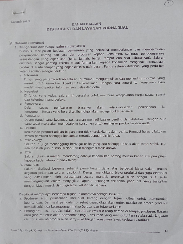 Distribusi Dan Layanan Purna Jual (PKDK) | PDF