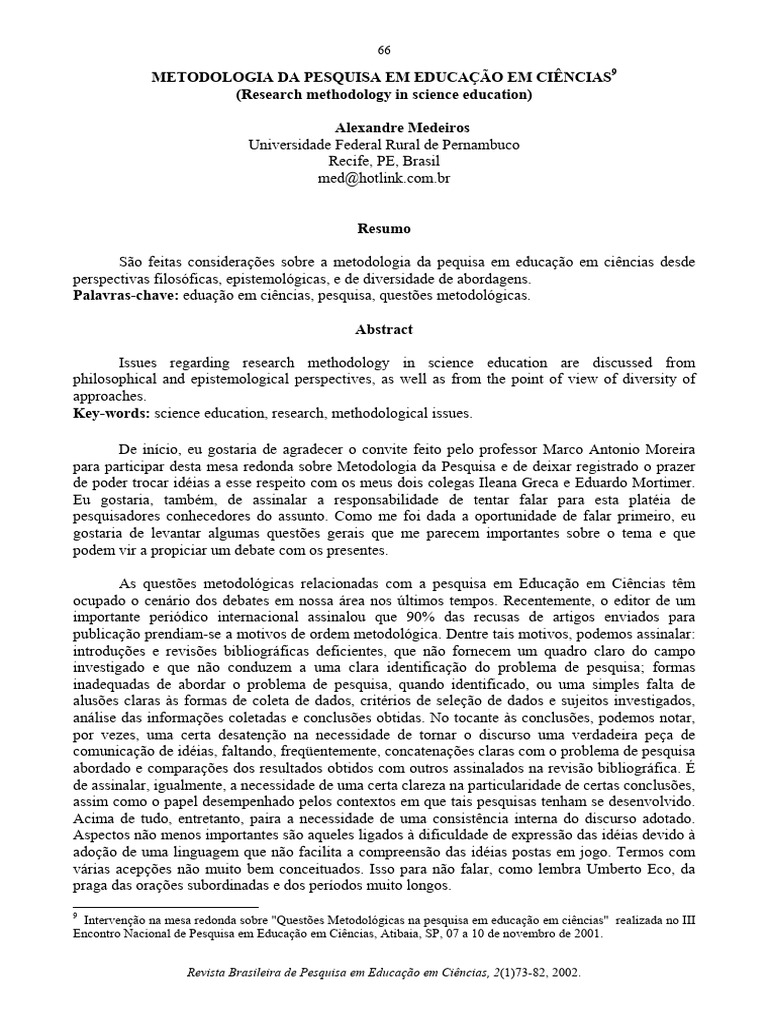 Metodologia da Pesquisa em Educação Científica | PDF | Science | Método ...