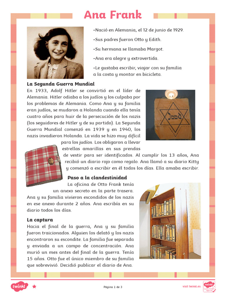 Vida y legado de Ana Frank | PDF | Anne Frank | Alemania nazi