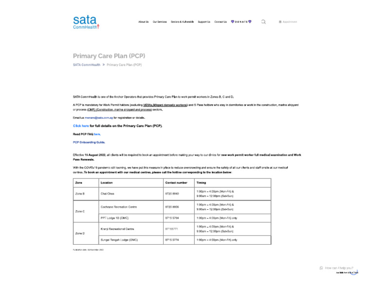 Operating Hours and Locations of Medical Centres - SATA | PDF