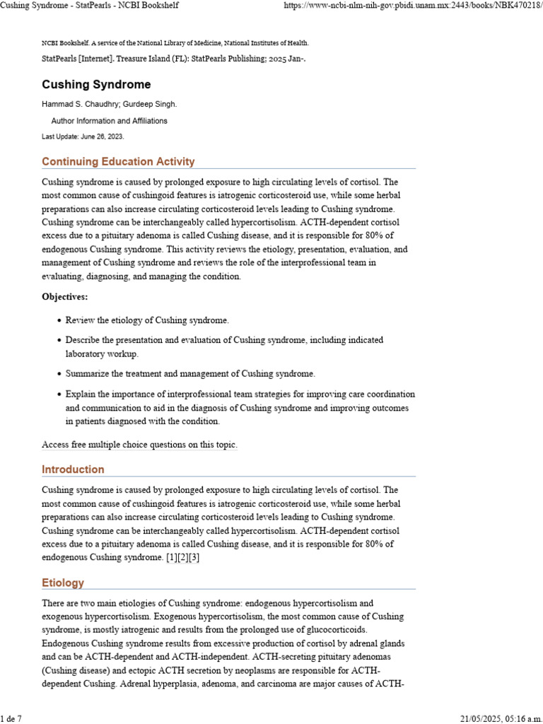 Understanding Cushing Syndrome: Causes & Management | PDF | Glands ...