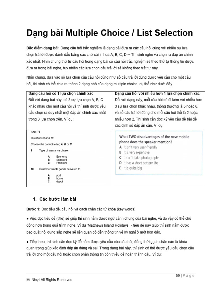Listening - Multiple Choice | PDF