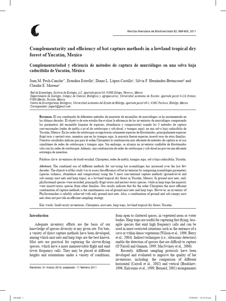 Complementarity and Efficiency of Bat Capture Methods in A Lowland ...